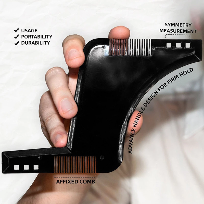 Fashion Beard Styling Template Comb New Barber Tool Mustache Symmetry Trimming Styling Stencil 3 Colors Optional Styling comb