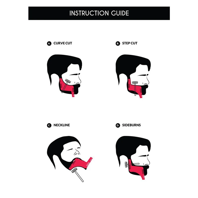 Fashion Beard Styling Template Comb New Barber Tool Mustache Symmetry Trimming Styling Stencil 3 Colors Optional Styling comb