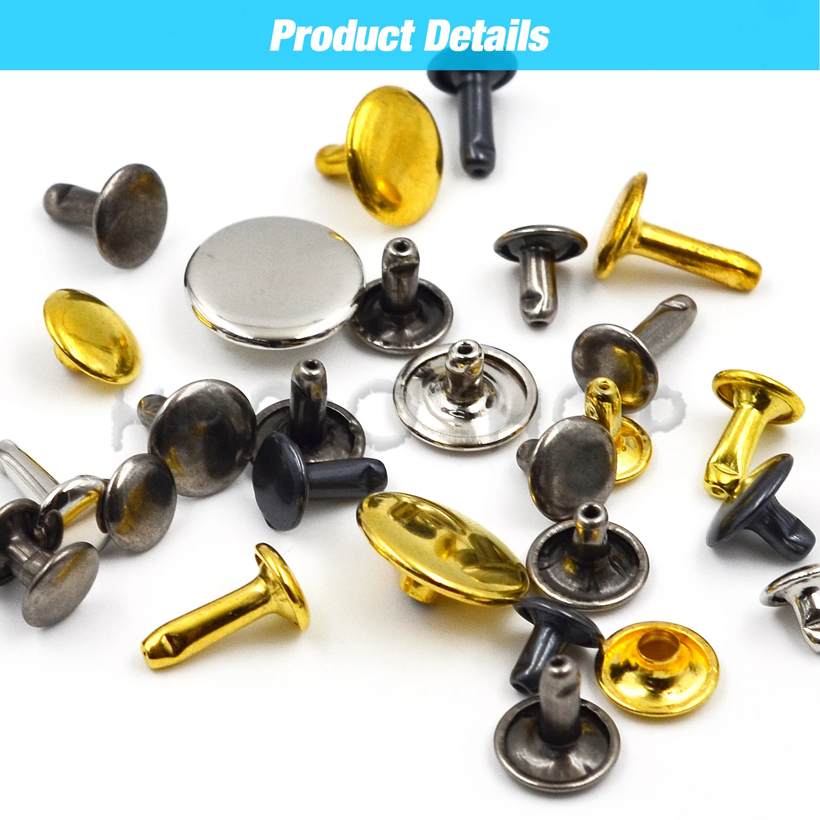 100Sets 5-15mm Metal Double Cap Rivets Stud Round Nail Rivet For Leathercraft Accessories Repair Shoes Bag Belt Clothing Garment