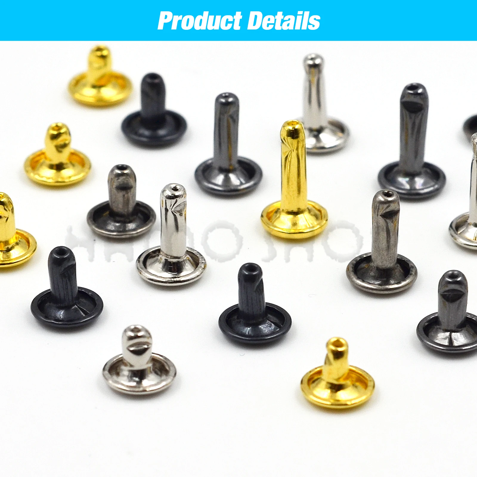 100Sets 5-15mm Metal Double Cap Rivets Stud Round Nail Rivet For Leathercraft Accessories Repair Shoes Bag Belt Clothing Garment