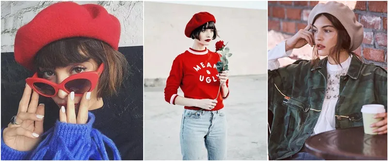 Thick Warm Wool Woolen Beret Hat 70g Weight Girl Women Casual Vintage Round Artist Pumpkin Hat Caps Gorros