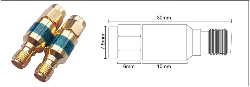 1PCS 2W DC-6GHz SMA Male to SMA Female Coaxial RF Attenuator, 1/2/3/5/6/10/15/30db Attenuator, SMA Fixed Connectors Gold Plated