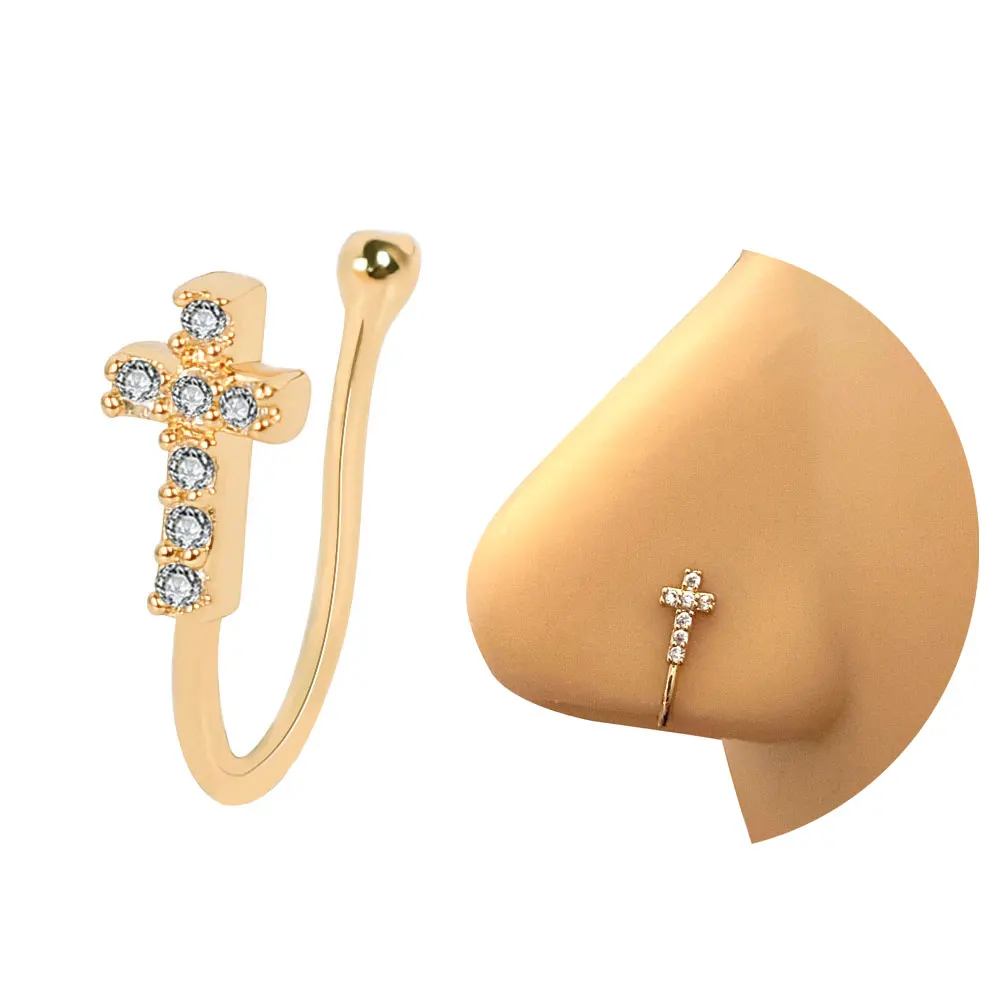 1Pcs New Crystal Zircon Butterfly Clip On Nose Ring Flower Fake Nose Piercing Clip On Earrings Nose Clip Fake Piercing Jewelry