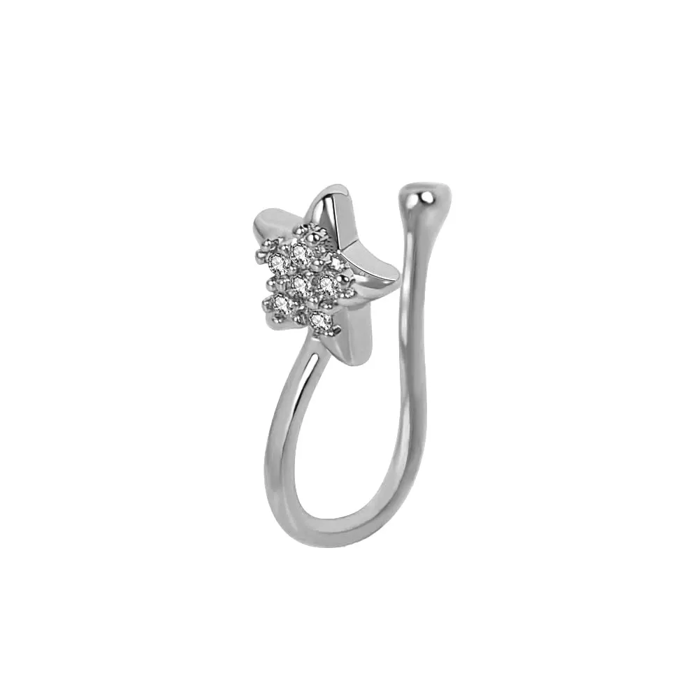 1Pcs New Crystal Zircon Butterfly Clip On Nose Ring Flower Fake Nose Piercing Clip On Earrings Nose Clip Fake Piercing Jewelry
