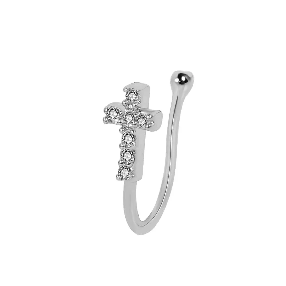 1Pcs New Crystal Zircon Butterfly Clip On Nose Ring Flower Fake Nose Piercing Clip On Earrings Nose Clip Fake Piercing Jewelry