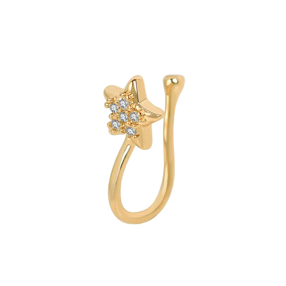 1Pcs New Crystal Zircon Butterfly Clip On Nose Ring Flower Fake Nose Piercing Clip On Earrings Nose Clip Fake Piercing Jewelry