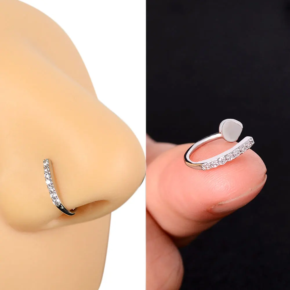 1Pcs New Crystal Zircon Butterfly Clip On Nose Ring Flower Fake Nose Piercing Clip On Earrings Nose Clip Fake Piercing Jewelry