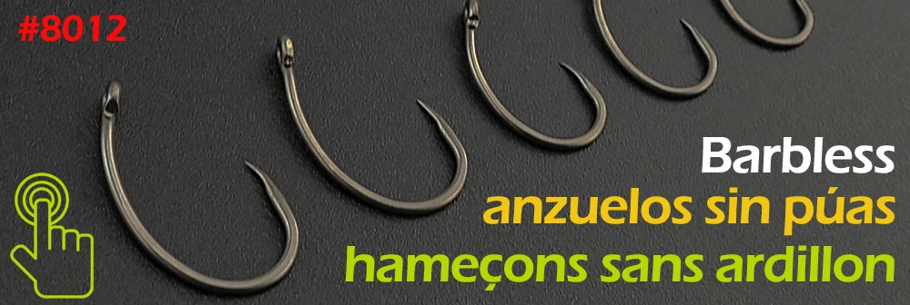 Hirisi 50-100pcs Coating High Carbon Stainless Steel Barbed Hooks Carp Fishing Hooks Pack with Retail Original Box 8011