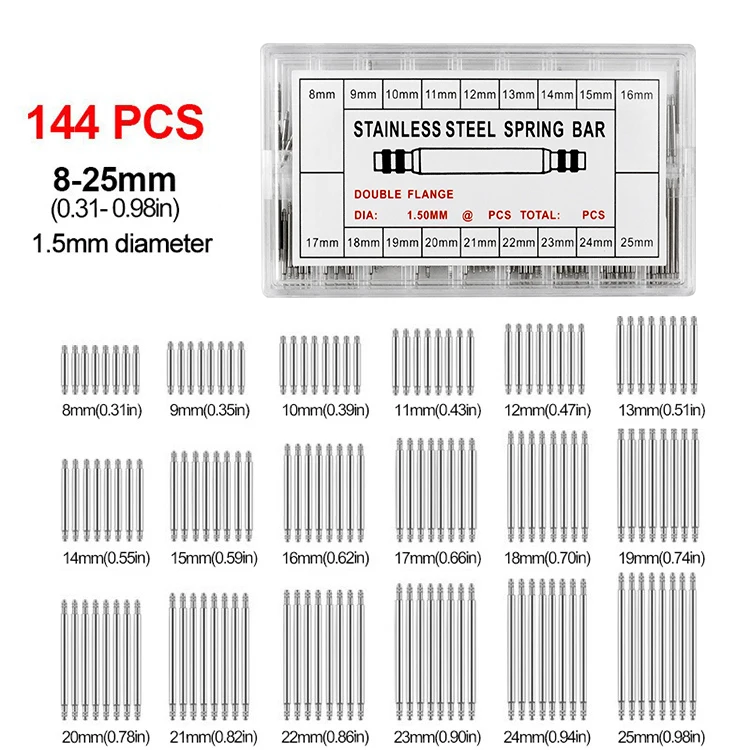 8-25mm Watch Band Strap Barrette Link Pins Watch Repair Link Pins Tool Set Professional Tool Accessories