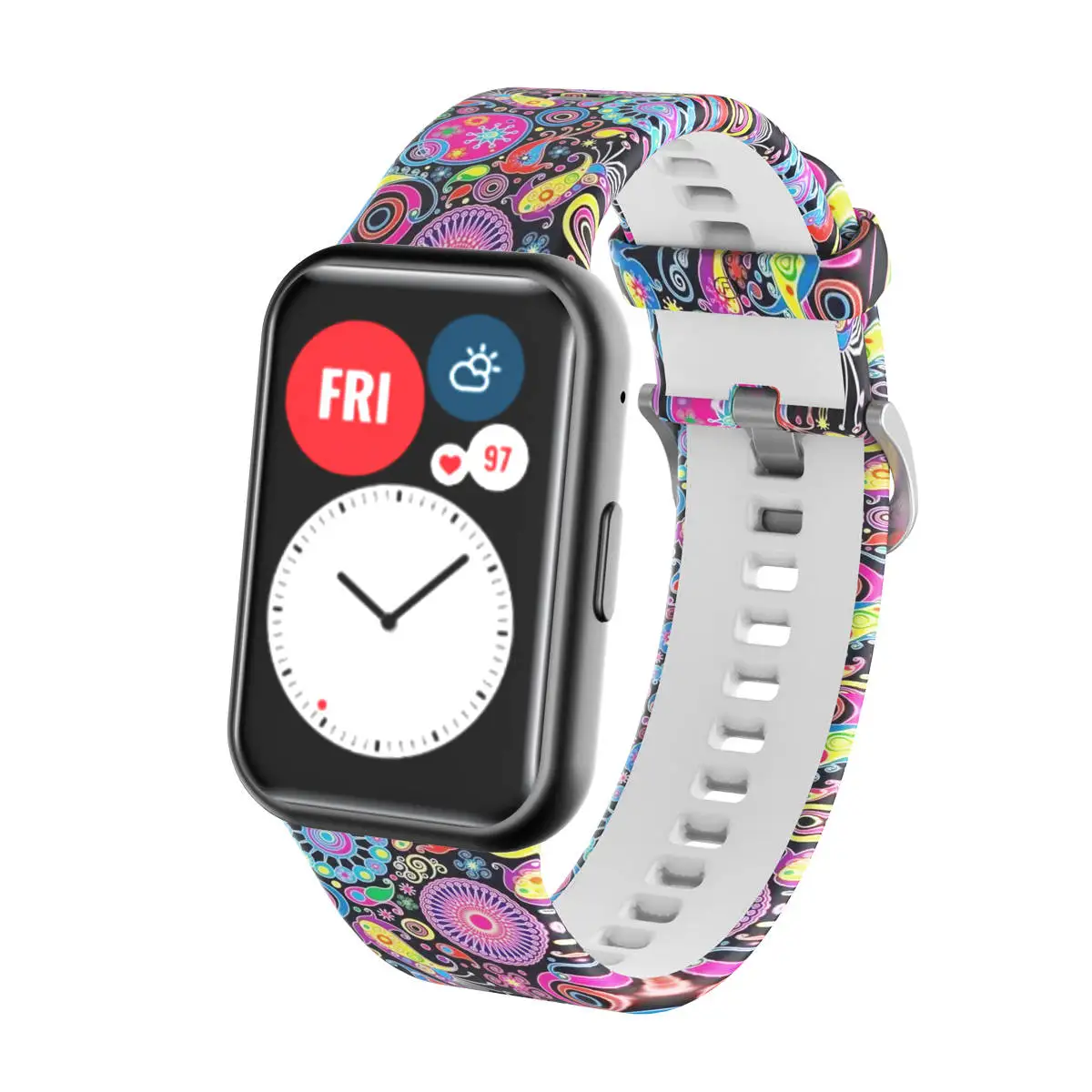 Sport Silicone Watchband For Huawei Watch Fit Strap Original SmarwatchWriststrap Belt Bracelet Printing Accessories with tool
