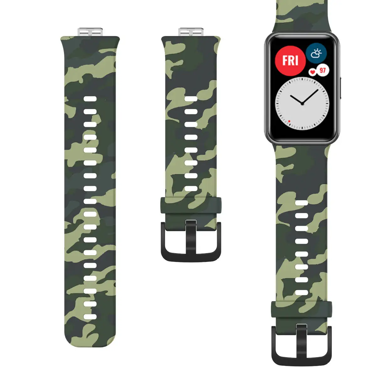 Sport Silicone Watchband For Huawei Watch Fit Strap Original SmarwatchWriststrap Belt Bracelet Printing Accessories with tool