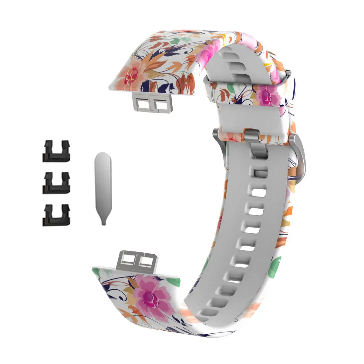 Sport Silicone Watchband For Huawei Watch Fit Strap Original SmarwatchWriststrap Belt Bracelet Printing Accessories with tool