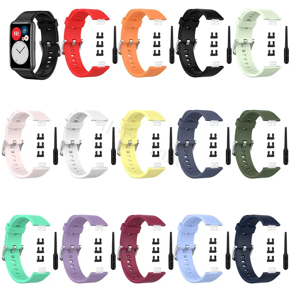 Sport Silicone Watchband For Huawei Watch Fit Strap Original SmarwatchWriststrap Belt Bracelet Printing Accessories with tool