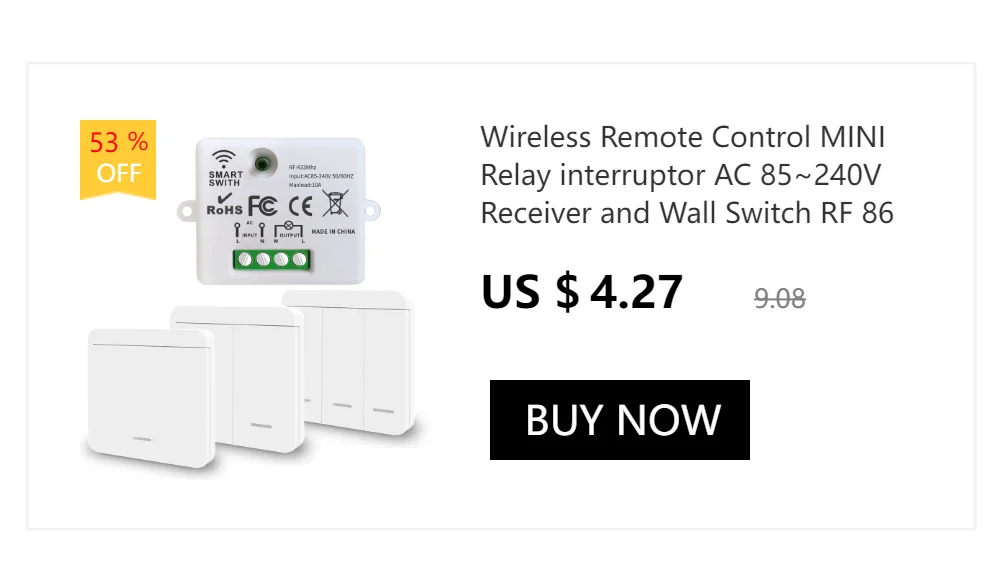 Diese 86 Switch Panel ON/OFF Touch Switch Wireless Light Switch 433Mhz Remote Control ,AC 85V~240V 10A Interruptor for Lighting
