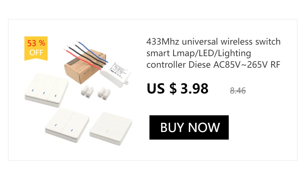 Diese 86 Switch Panel ON/OFF Touch Switch Wireless Light Switch 433Mhz Remote Control ,AC 85V~240V 10A Interruptor for Lighting