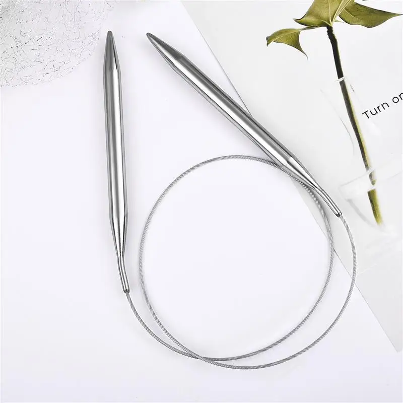 80cm 2.0-10 Mm Stainless Steel Circular Knitting Needles Crochet Needles For Knitting DIY Weaving Pins Needle Craft Tools