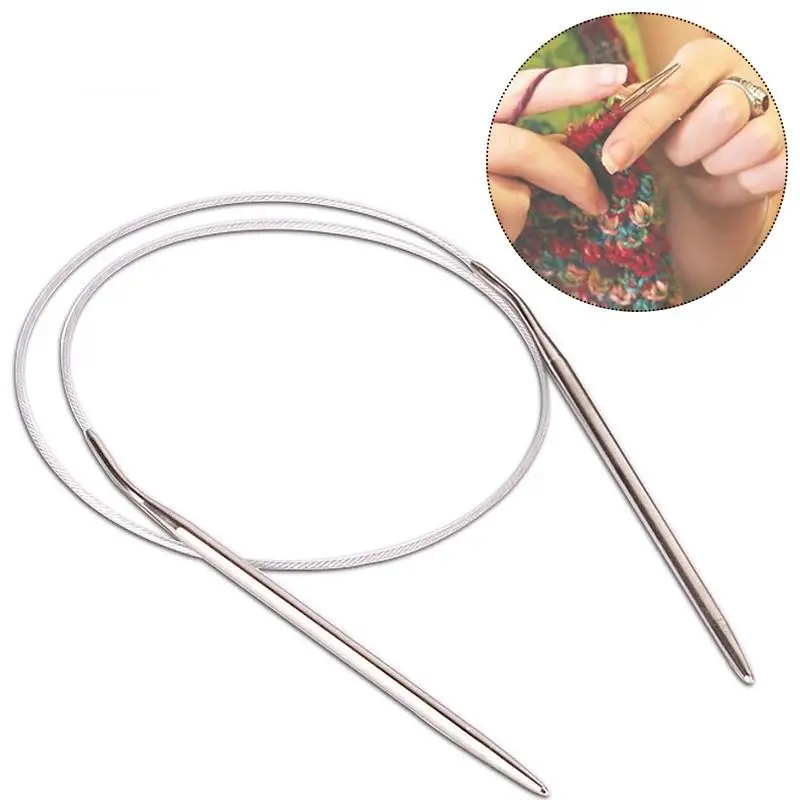 80cm 2.0-10 Mm Stainless Steel Circular Knitting Needles Crochet Needles For Knitting DIY Weaving Pins Needle Craft Tools