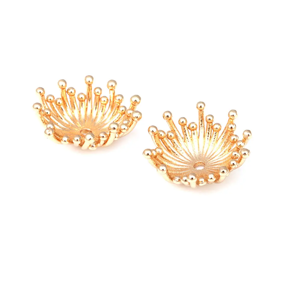 Diameter 12MM 14MM 15MM 18MM 18K Gold Color Brass Flower Caps Beads Caps Diy Jewelry Making Earrings Accessories for Women