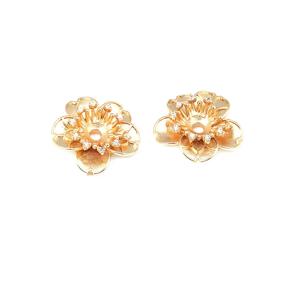 Diameter 12MM 14MM 15MM 18MM 18K Gold Color Brass Flower Caps Beads Caps Diy Jewelry Making Earrings Accessories for Women