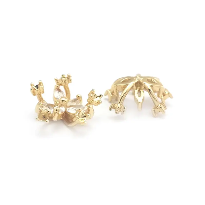 Diameter 12MM 14MM 15MM 18MM 18K Gold Color Brass Flower Caps Beads Caps Diy Jewelry Making Earrings Accessories for Women