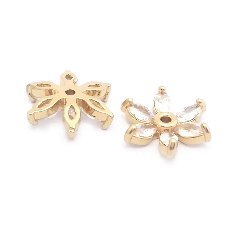 Diameter 12MM 14MM 15MM 18MM 18K Gold Color Brass Flower Caps Beads Caps Diy Jewelry Making Earrings Accessories for Women