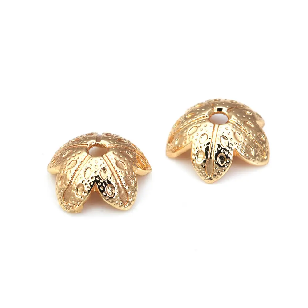 Diameter 12MM 14MM 15MM 18MM 18K Gold Color Brass Flower Caps Beads Caps Diy Jewelry Making Earrings Accessories for Women