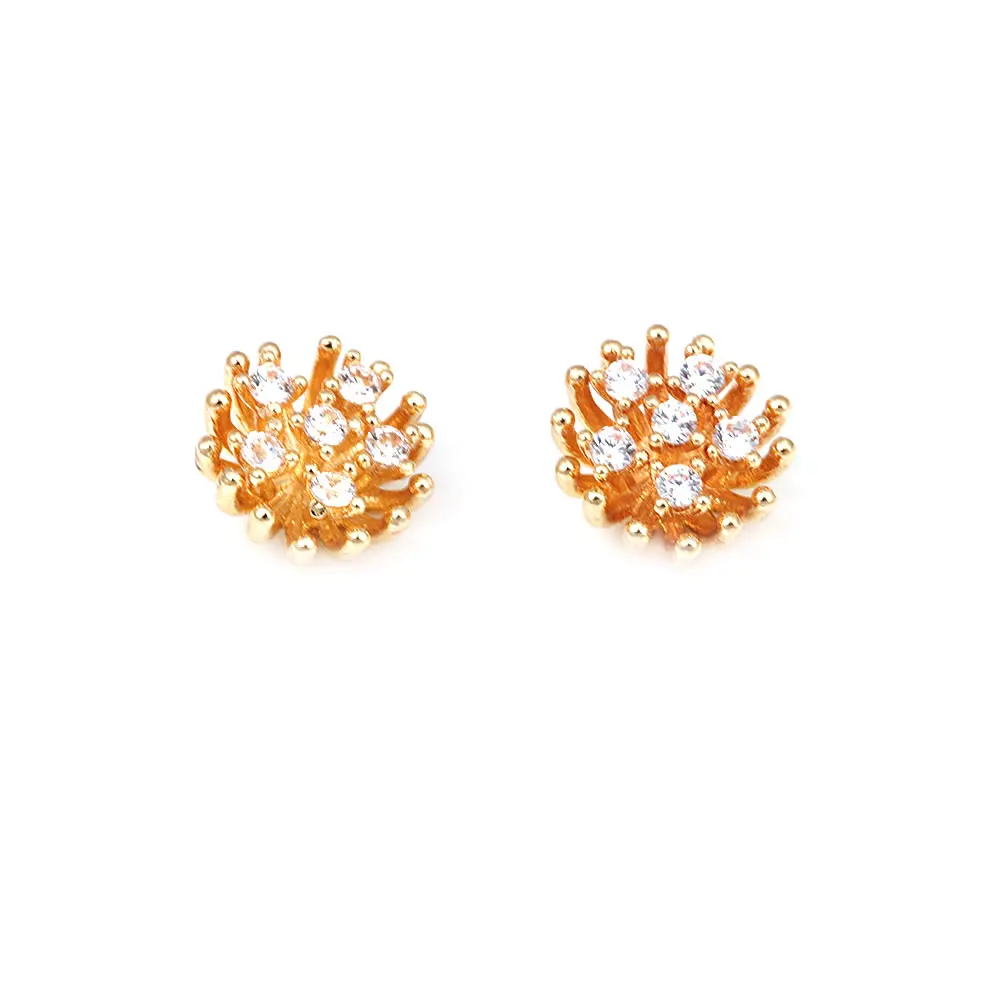 Diameter 12MM 14MM 15MM 18MM 18K Gold Color Brass Flower Caps Beads Caps Diy Jewelry Making Earrings Accessories for Women
