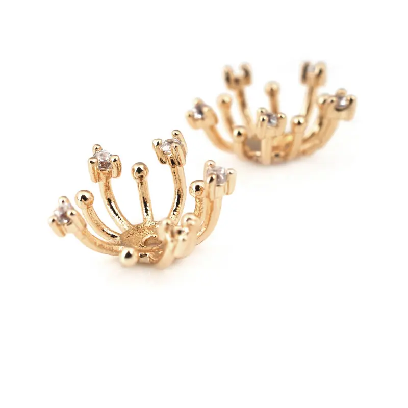 Diameter 12MM 14MM 15MM 18MM 18K Gold Color Brass Flower Caps Beads Caps Diy Jewelry Making Earrings Accessories for Women