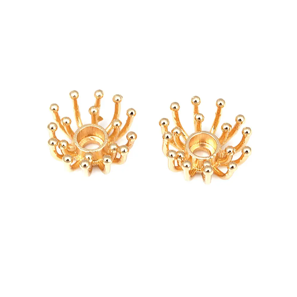 Diameter 12MM 14MM 15MM 18MM 18K Gold Color Brass Flower Caps Beads Caps Diy Jewelry Making Earrings Accessories for Women