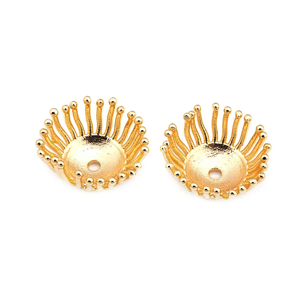 Diameter 12MM 14MM 15MM 18MM 18K Gold Color Brass Flower Caps Beads Caps Diy Jewelry Making Earrings Accessories for Women