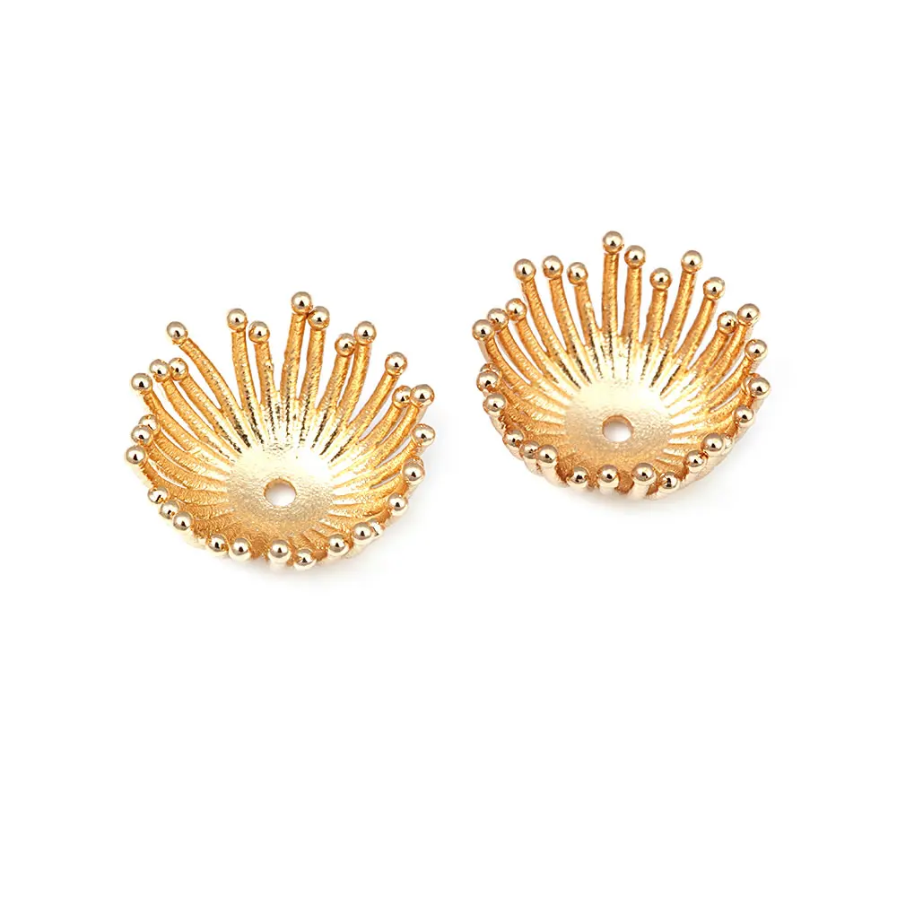 Diameter 12MM 14MM 15MM 18MM 18K Gold Color Brass Flower Caps Beads Caps Diy Jewelry Making Earrings Accessories for Women