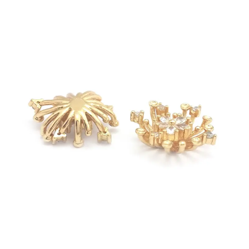 Diameter 12MM 14MM 15MM 18MM 18K Gold Color Brass Flower Caps Beads Caps Diy Jewelry Making Earrings Accessories for Women