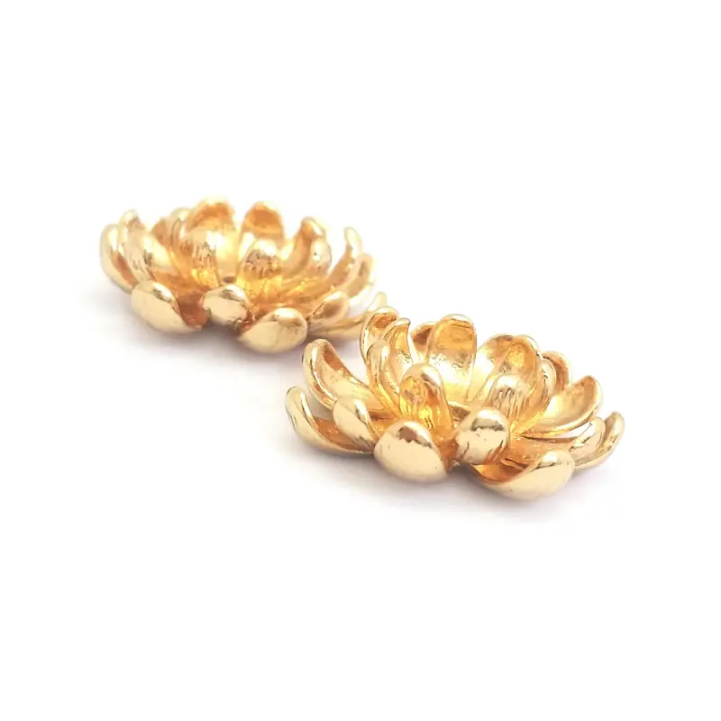 Diameter 12MM 14MM 15MM 18MM 18K Gold Color Brass Flower Caps Beads Caps Diy Jewelry Making Earrings Accessories for Women