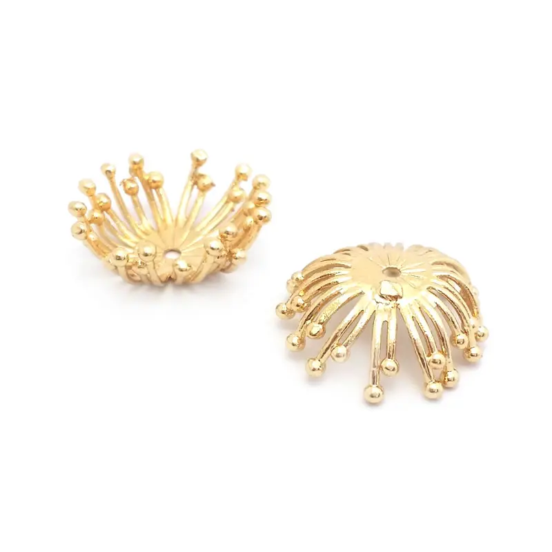 Diameter 12MM 14MM 15MM 18MM 18K Gold Color Brass Flower Caps Beads Caps Diy Jewelry Making Earrings Accessories for Women