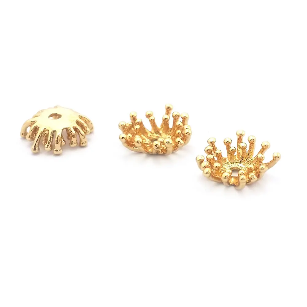 Diameter 12MM 14MM 15MM 18MM 18K Gold Color Brass Flower Caps Beads Caps Diy Jewelry Making Earrings Accessories for Women