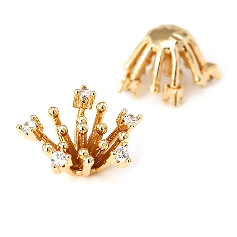 Diameter 12MM 14MM 15MM 18MM 18K Gold Color Brass Flower Caps Beads Caps Diy Jewelry Making Earrings Accessories for Women