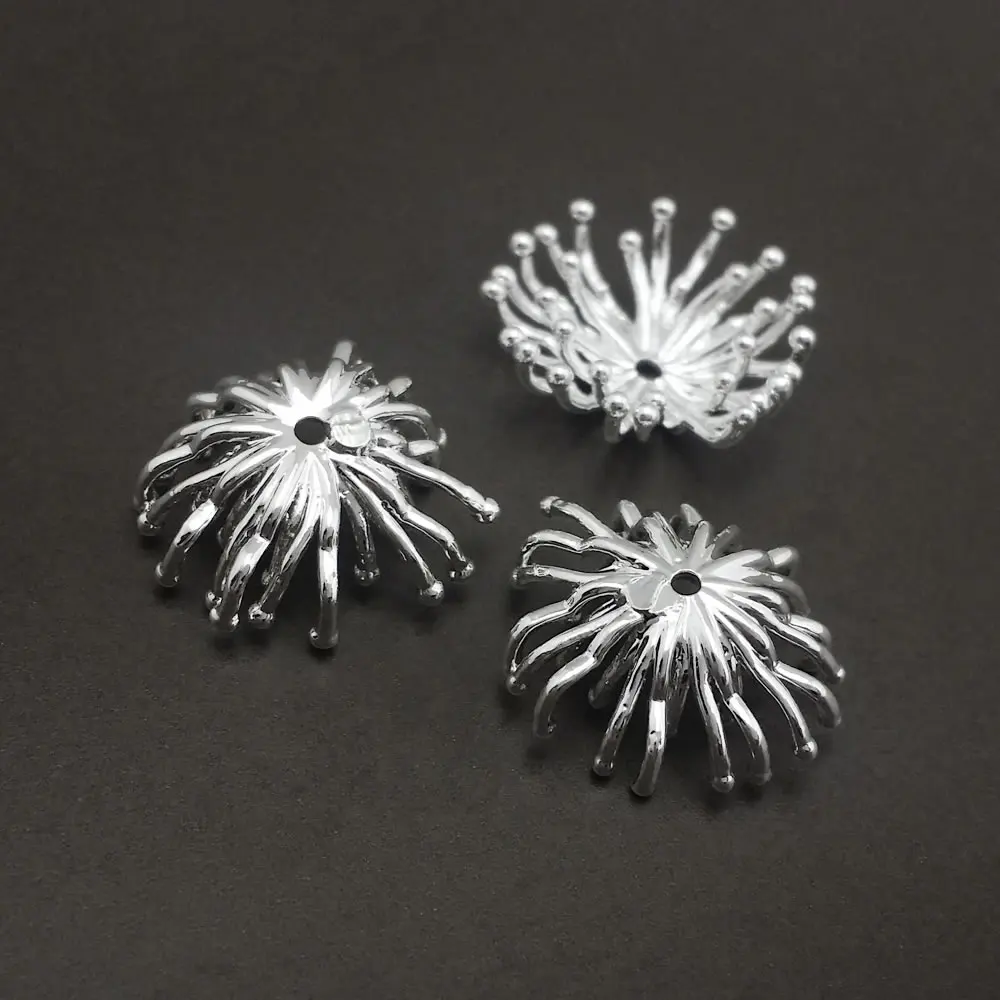 Diameter 12MM 14MM 15MM 18MM 18K Gold Color Brass Flower Caps Beads Caps Diy Jewelry Making Earrings Accessories for Women