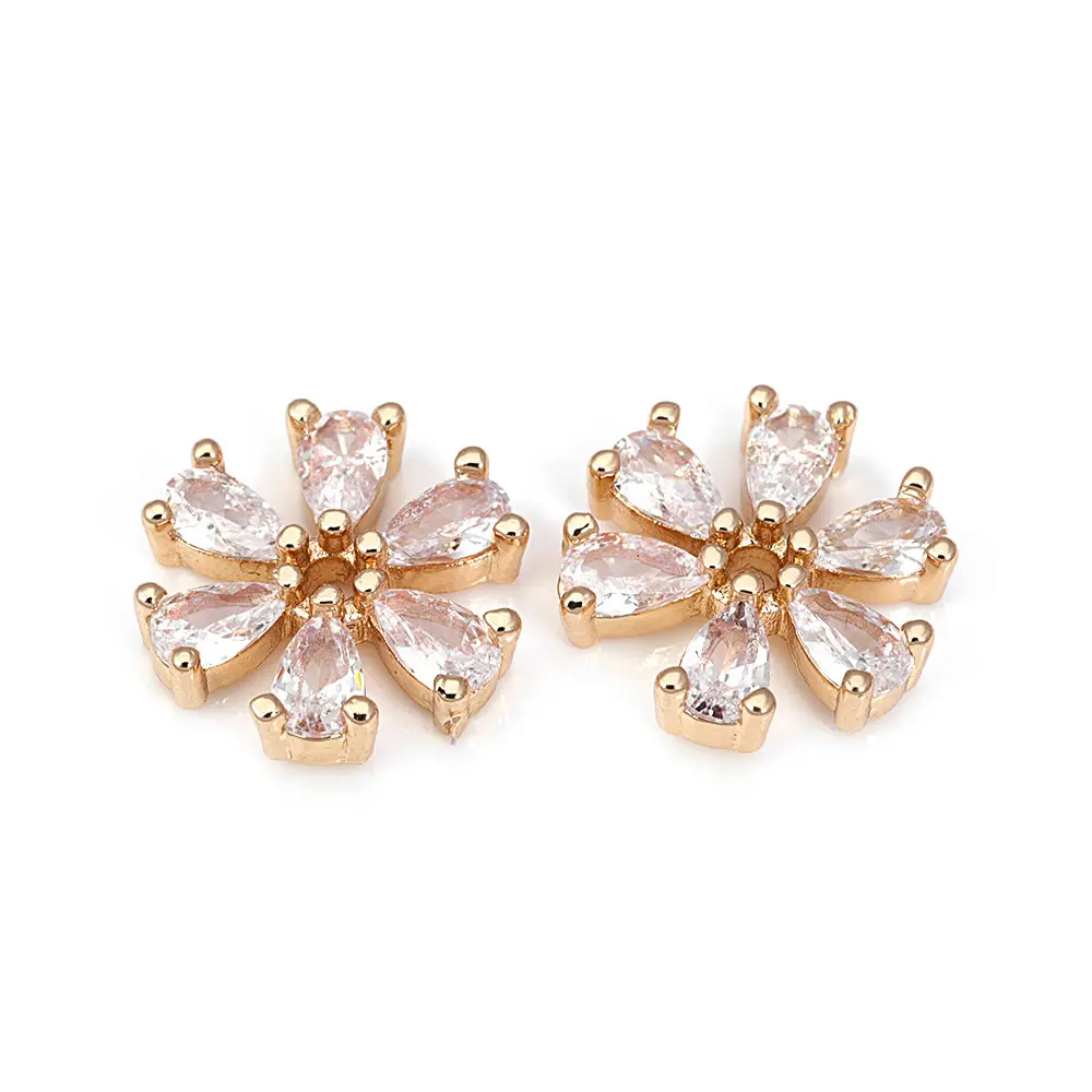 Diameter 12MM 14MM 15MM 18MM 18K Gold Color Brass Flower Caps Beads Caps Diy Jewelry Making Earrings Accessories for Women