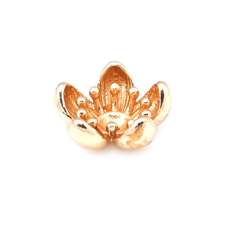 Diameter 12MM 14MM 15MM 18MM 18K Gold Color Brass Flower Caps Beads Caps Diy Jewelry Making Earrings Accessories for Women
