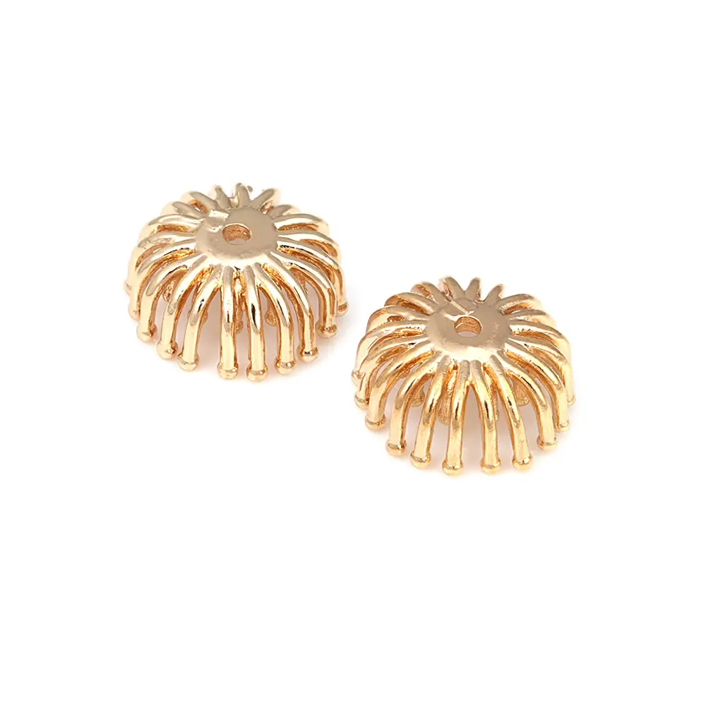 Diameter 12MM 14MM 15MM 18MM 18K Gold Color Brass Flower Caps Beads Caps Diy Jewelry Making Earrings Accessories for Women