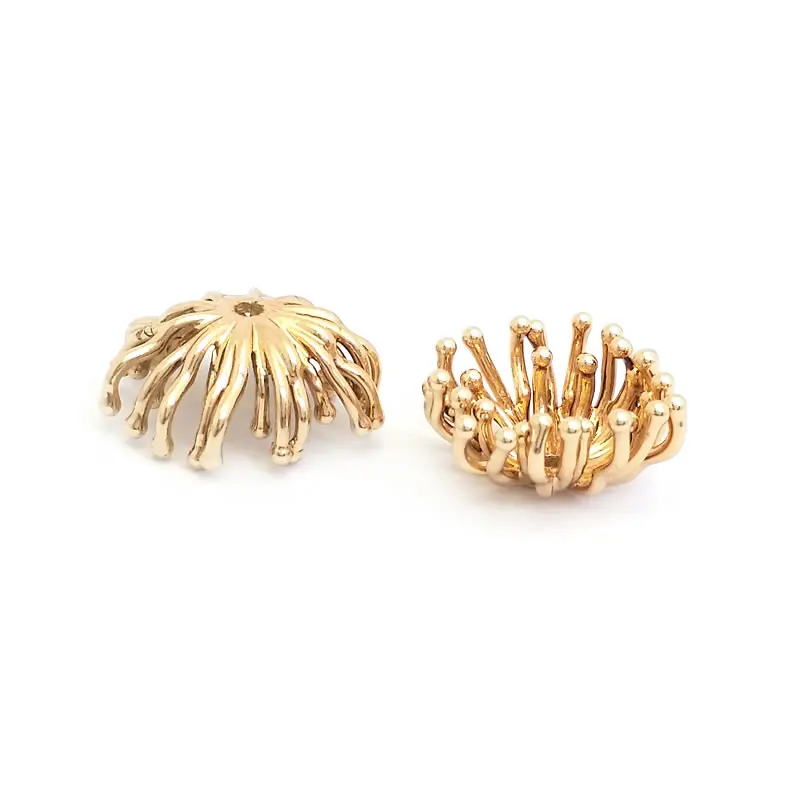 Diameter 12MM 14MM 15MM 18MM 18K Gold Color Brass Flower Caps Beads Caps Diy Jewelry Making Earrings Accessories for Women