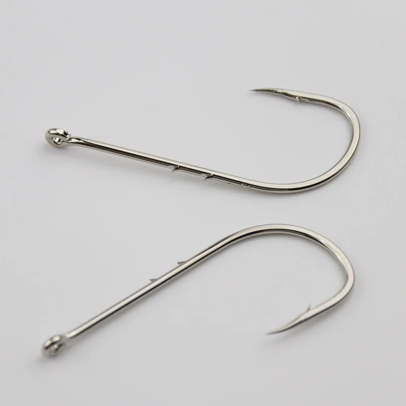 50pcs Fishhook Long Shank Fishing Hook 1#-12# High Carbon Steel Sharp Barbed Offset Narrow Bait Fishing Hooks Tackle Box