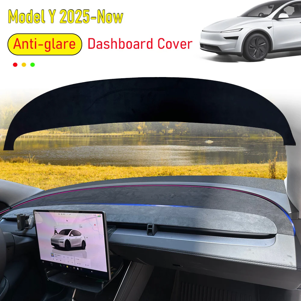 For Tesla Model Y Juniper 2026 2025 Dashboard Cover Pad Suede Sunshade Protector Anti-UV Dash Mat Non-slip Pads Car Accessories
