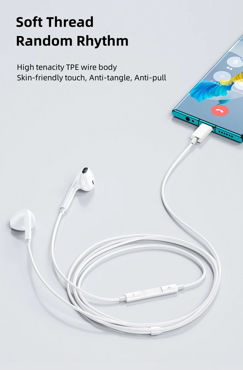 Type C 3.5mm Wired Earphones For in-ear Redmi Note Xiaomi 17 15 14 13 12 11 Pro Headphones Headset Samsung Huawei Phone Tablet