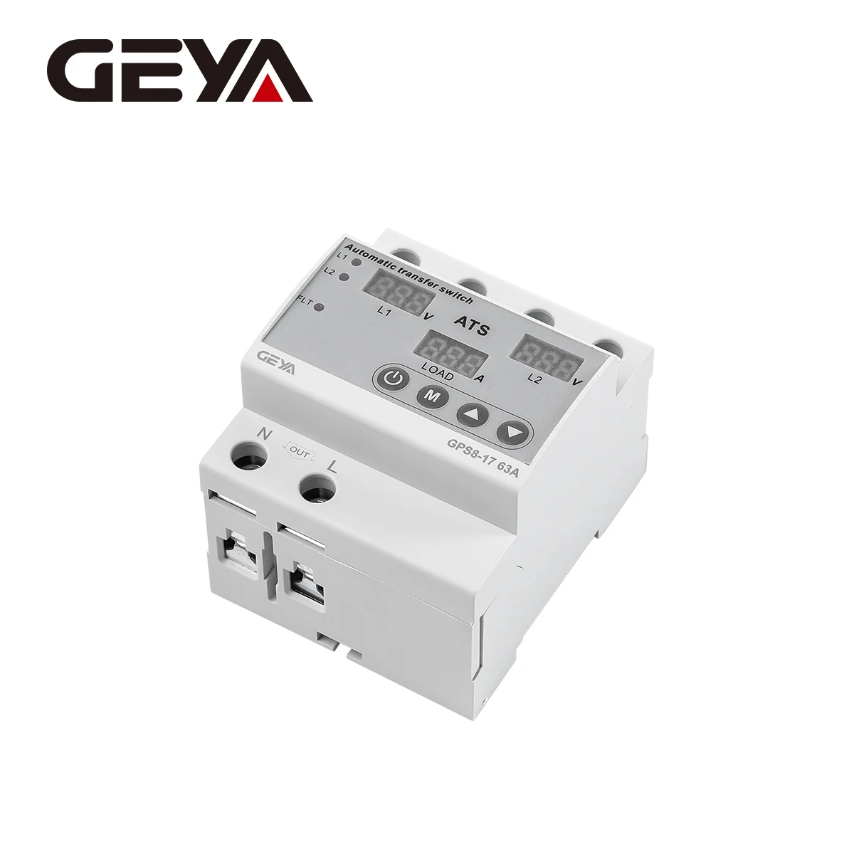 GEYA 63A 220V Automatic Transfer Switch ATS Adjustable Over Under Voltage Current Protector Dual Power Conversion Monitor Relay