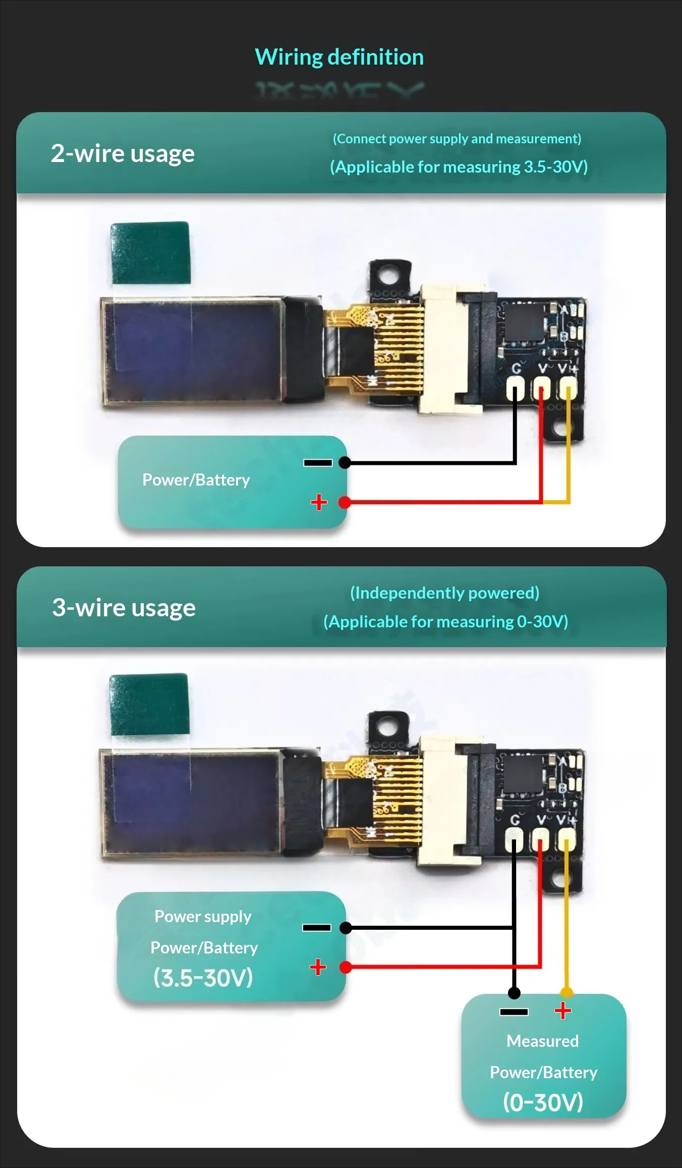 The Smallest Ever 0.5 Inch OLED Digital Voltmeter 0-30V Ultra Thin High Precision 2/3 Wire New Arrival