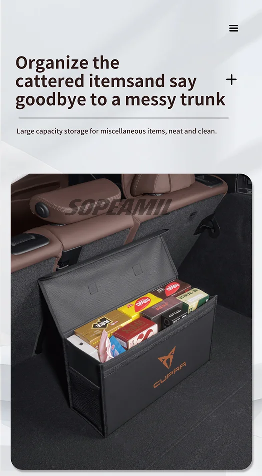 For Cupra Ateca Born Leon IBIZA Raval Formentor Terramar Tavascan Car Trunk Storage Box Capacity Foldable Stowing Tidying Bag