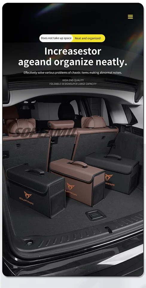 For Cupra Ateca Born Leon IBIZA Raval Formentor Terramar Tavascan Car Trunk Storage Box Capacity Foldable Stowing Tidying Bag