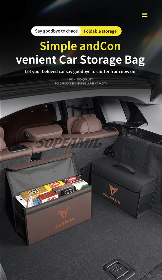 For Cupra Ateca Born Leon IBIZA Raval Formentor Terramar Tavascan Car Trunk Storage Box Capacity Foldable Stowing Tidying Bag