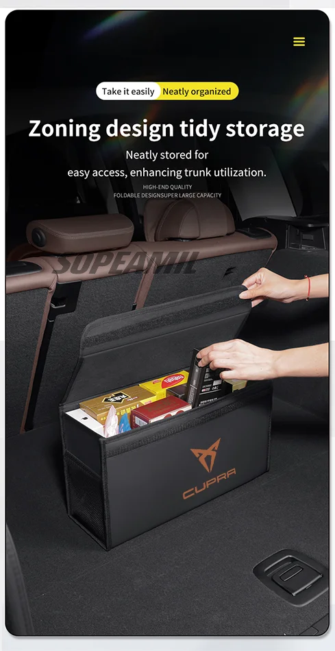 For Cupra Ateca Born Leon IBIZA Raval Formentor Terramar Tavascan Car Trunk Storage Box Capacity Foldable Stowing Tidying Bag